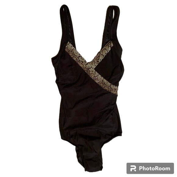 NWT Maxine of hollywood black one piece swimsuit - size 12 - Picture 1 of 6